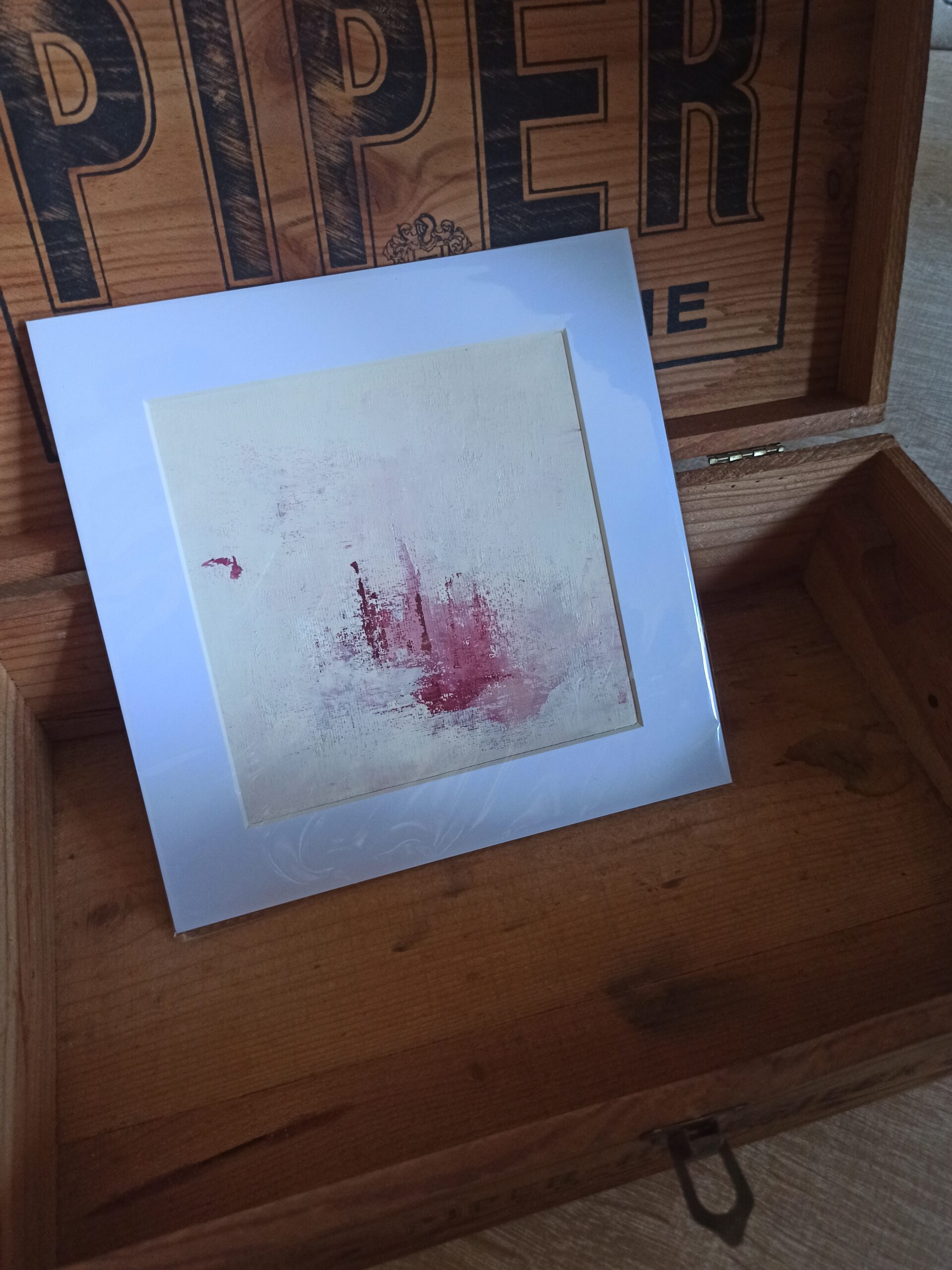 Rencontre n °52, Dipinto ad olio astratto quadrato, con passe-partout, senza cornice (Copia) - immagine 3